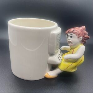 OMNIBUS TAIWAN Vintage Crazy Computer Lady Coffee Mug Cup Humor